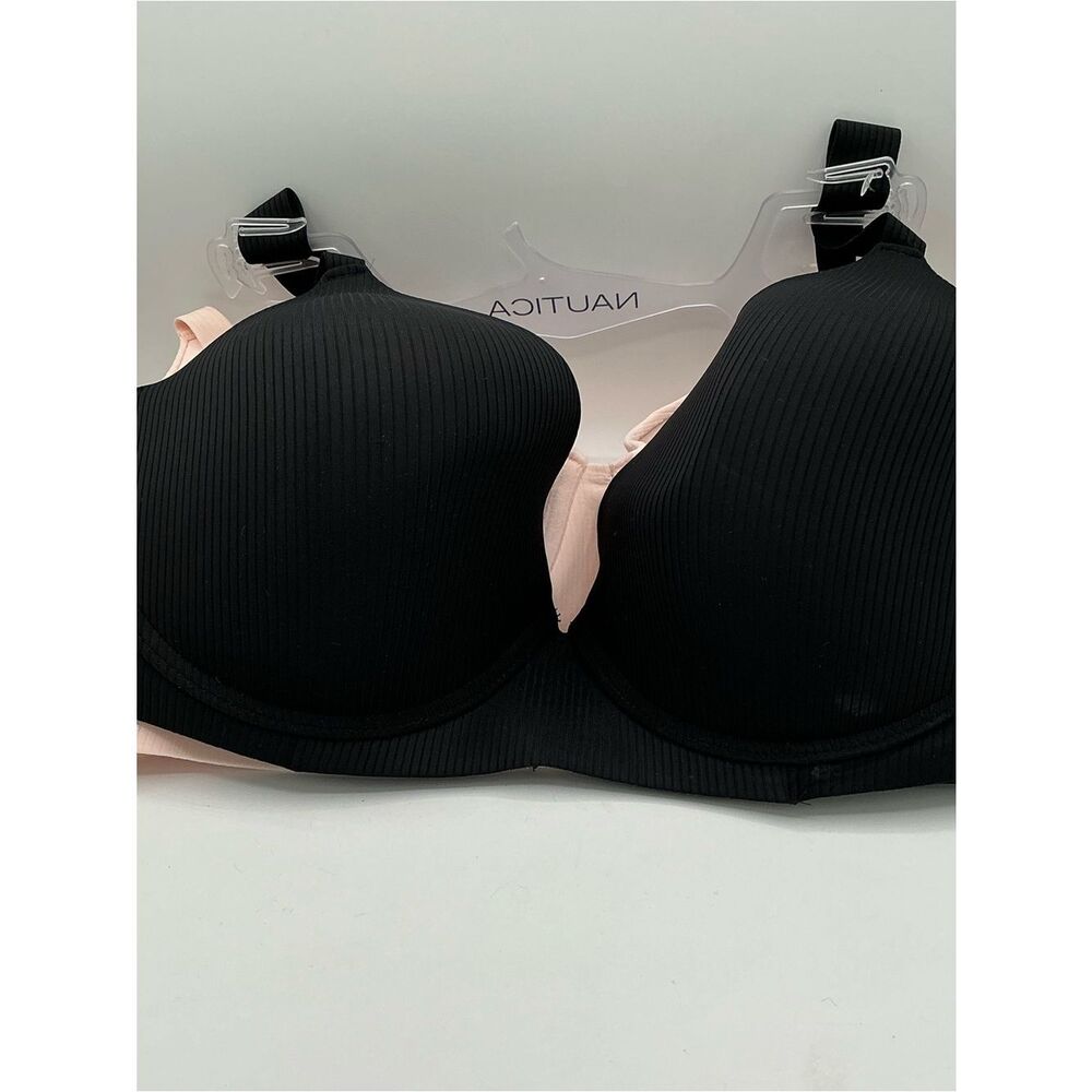 Nautica set of 2 Women’s Light Pink and Black Seamless Bras NEW size 40DD - Picture 2 of 4